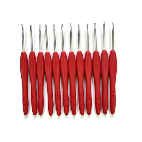 Metal crochet hook with rubber grip - 3mm