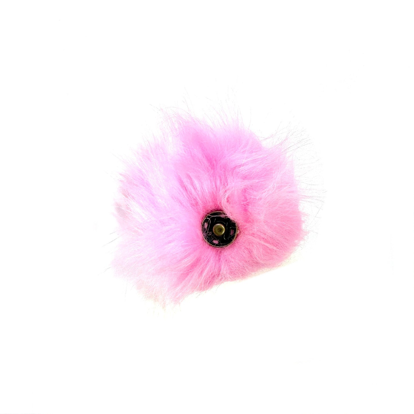 Pompom with button - Hot Pink - 10cm