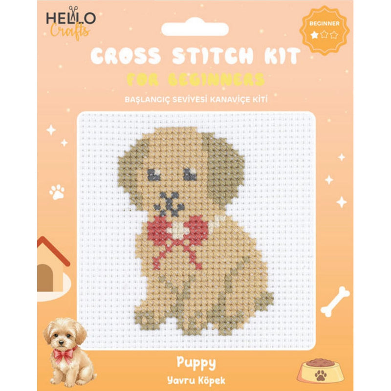 Hello Crafts - Cross Stitch Kit for Beginners - Puppy