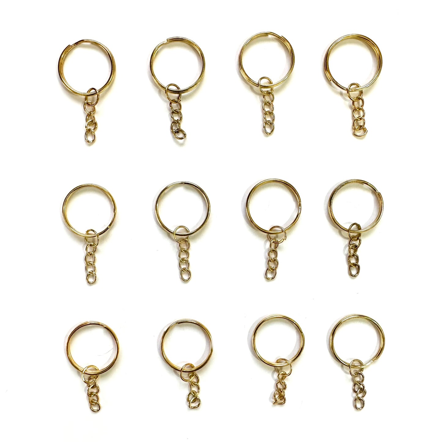 Keychain rings - Golden - 2.5cm, Pack of 12