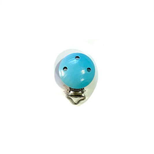 Baby pacifier chain clip - round - 3cm - Baby Blue