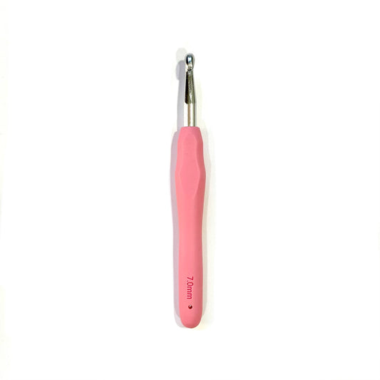 Lotus Metal crochet hook with rubber grip - 7mm