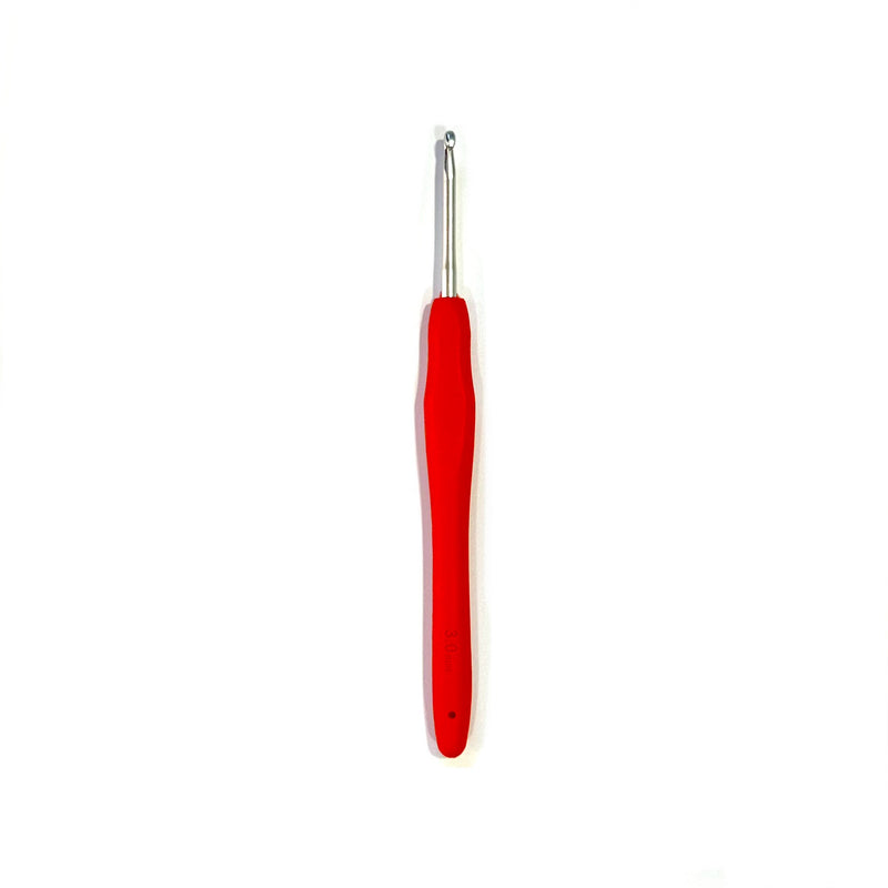 Lotus Metal crochet hook with rubber grip - 3mm