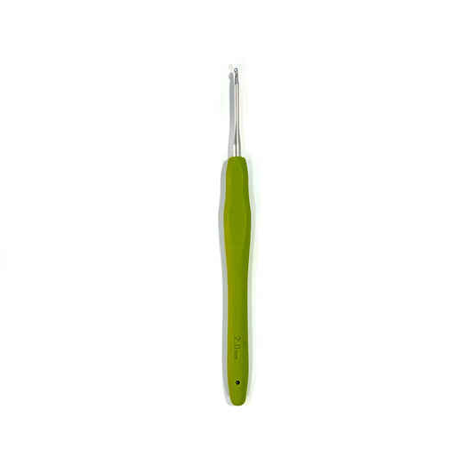 Lotus Metal crochet hook with rubber grip - 2mm