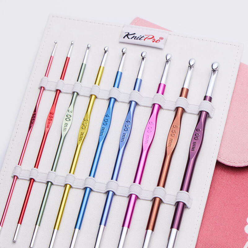 Knit Pro Zing aluminum crochet hooks, Set of 9 hooks