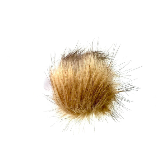 Pompom with button - Khaki - 10cm