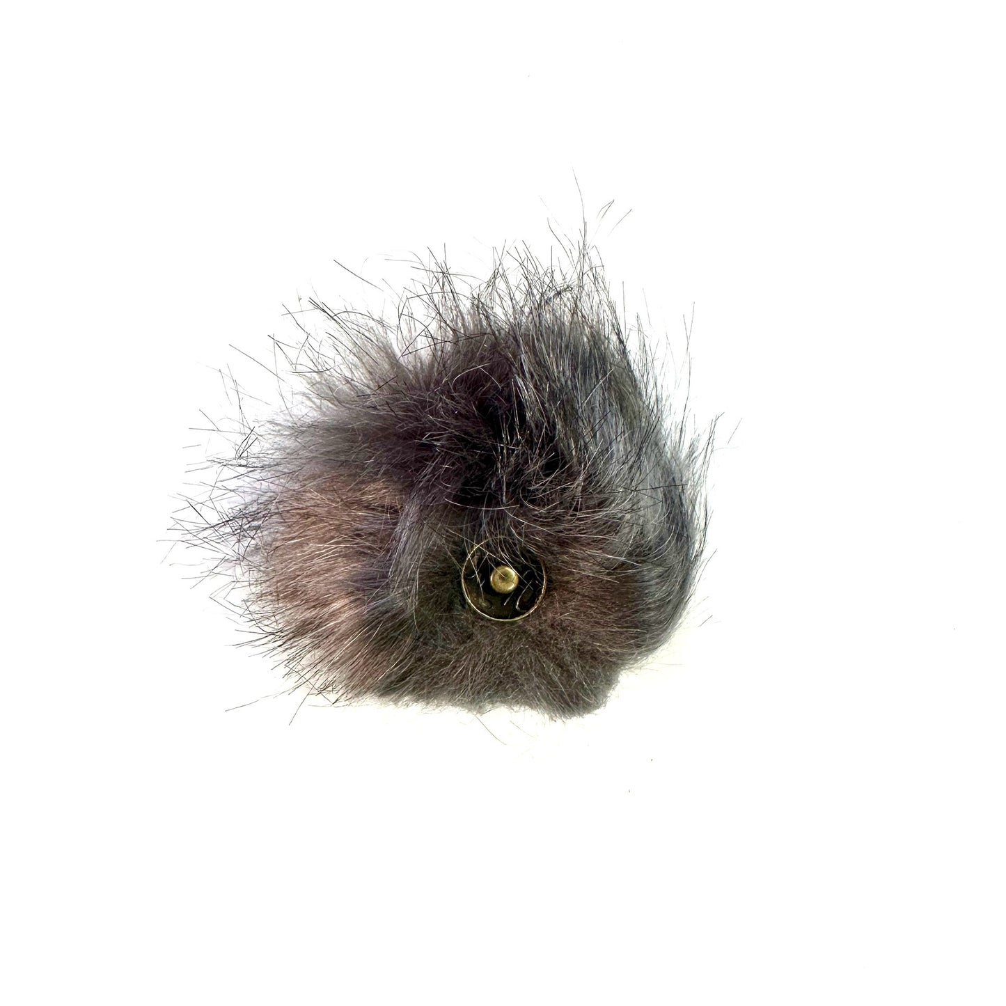 Pompom with button - Grey - 10cm