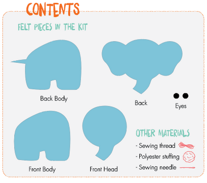 Hello Crafts - Felt Pals Sewing Kit - Elephant