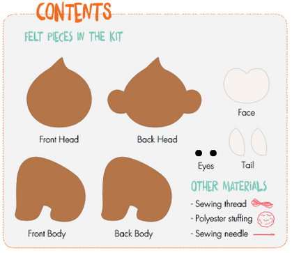 هيلو كرافتس - طقم خياطة فيلت بالز - Monkey