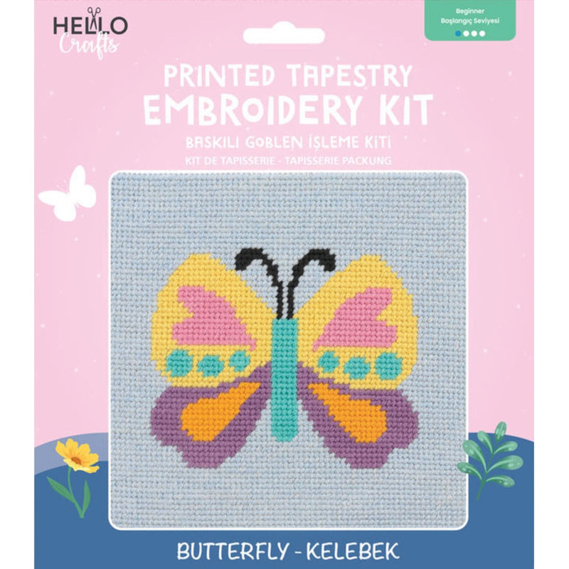 Hello Crafts - Printed Tapestry Embroidery Kit - Butterfly