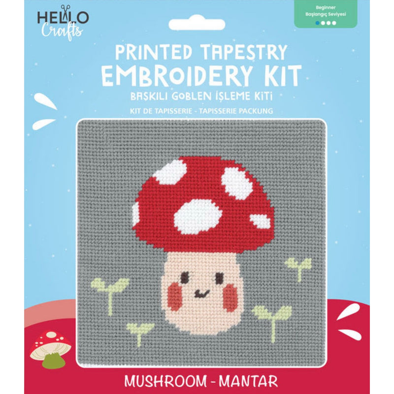 Hello Crafts - Printed Tapestry Embroidery Kit - Mushroom
