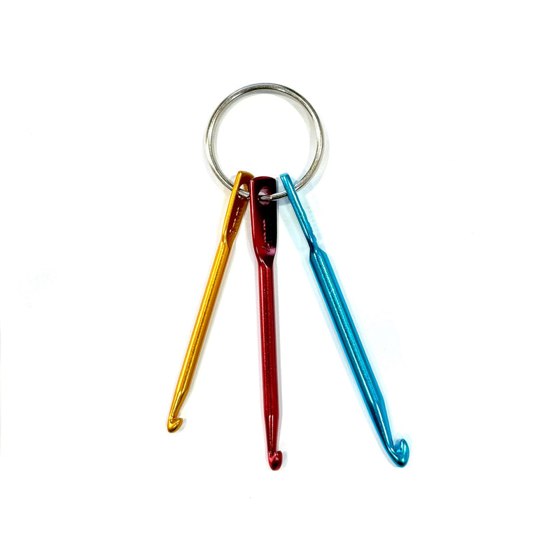 Mini aluminum crochet hook set with keychain, Set of 3 hooks