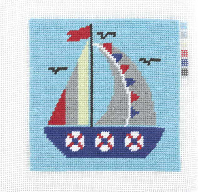 Hello Crafts - Printed Tapestry Embroidery Kit - Sailboat
