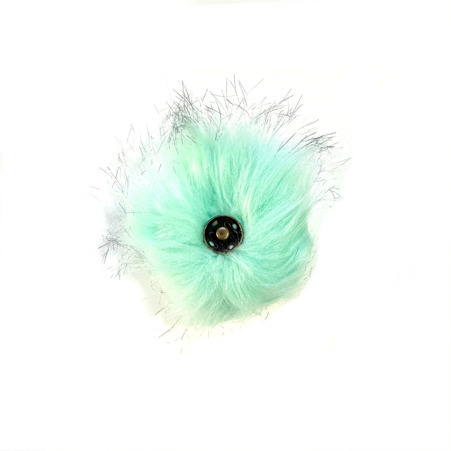 Pompom with button - Mint Green - 10cm