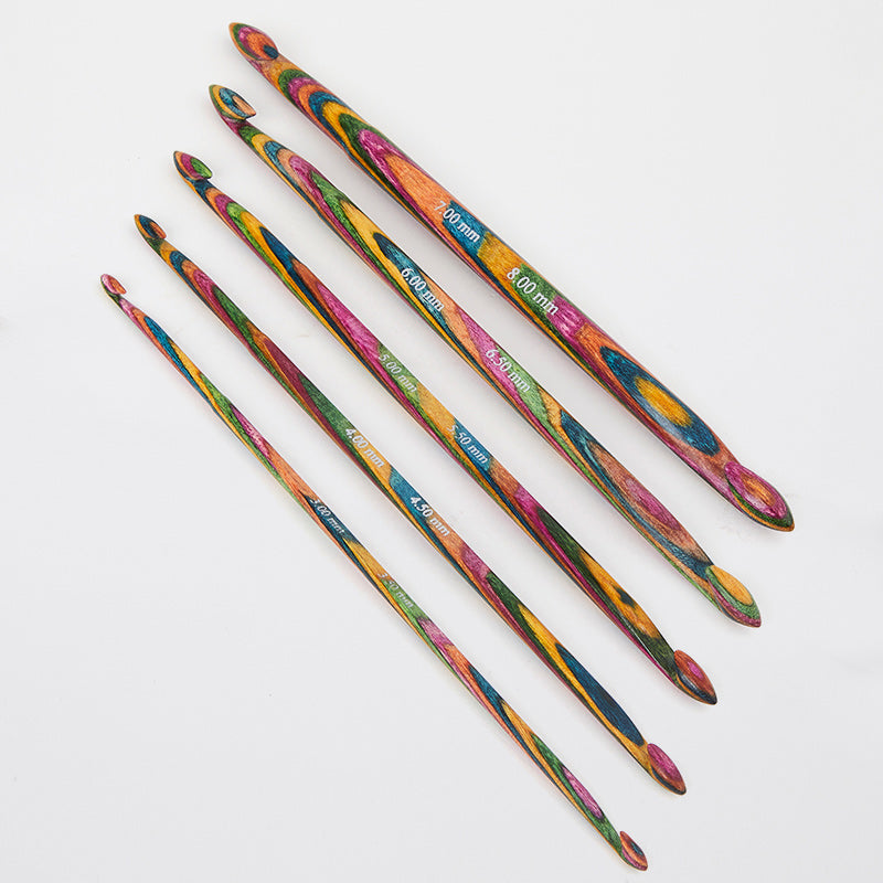KnitPro Symfonie Wood Double Ended Crochet Hook Set, Set of 5 hooks