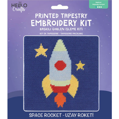 Hello Crafts - Printed Tapestry Embroidery Kit - Space Rocket