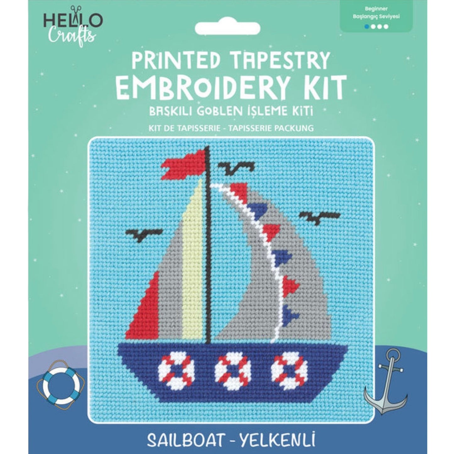 هيلو كرافتس - طقم تطريز تابستري مطبوع - Sailboat