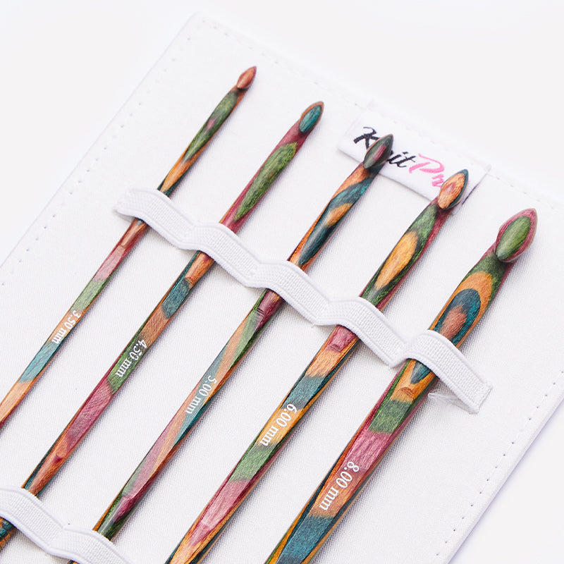 KnitPro Symfonie Wood Single Ended Crochet Hook Set, Set of 5 hooks