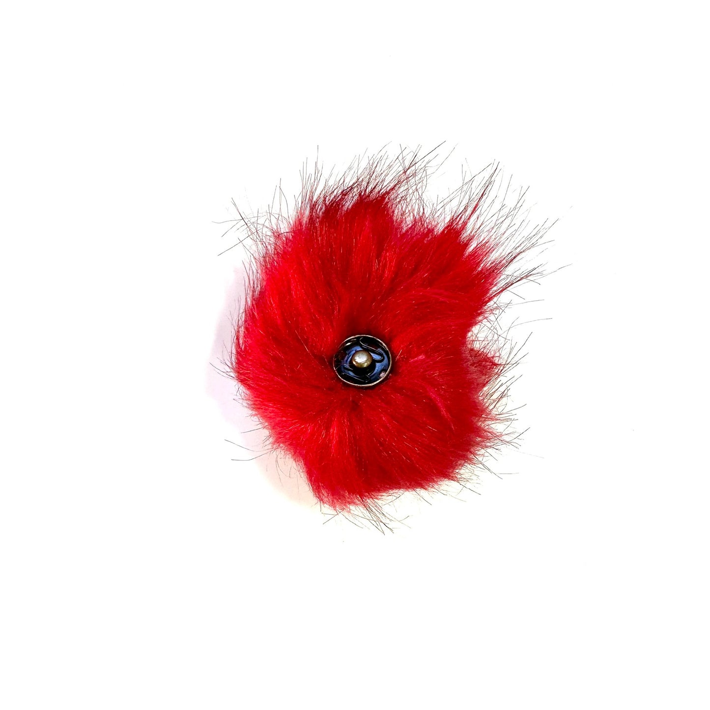 Pompom with button - Watermelon Red - 10cm