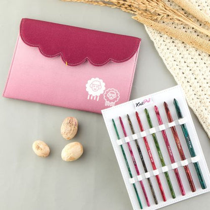 طقم سنارات كروشيه فاخرة أحادية الطرف من KnitPro - Dreamz، مجموعة من 8 سنارات
