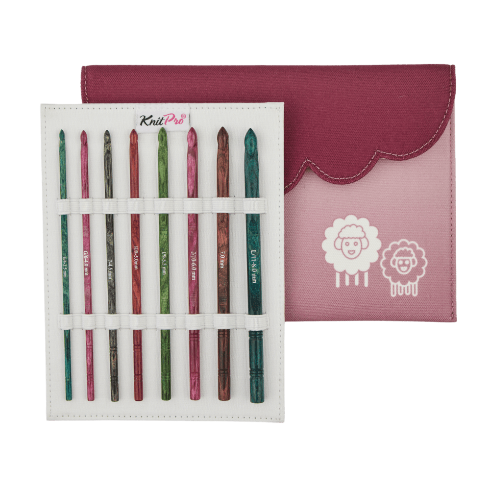 طقم سنارات كروشيه فاخرة أحادية الطرف من KnitPro - Dreamz، مجموعة من 8 سنارات