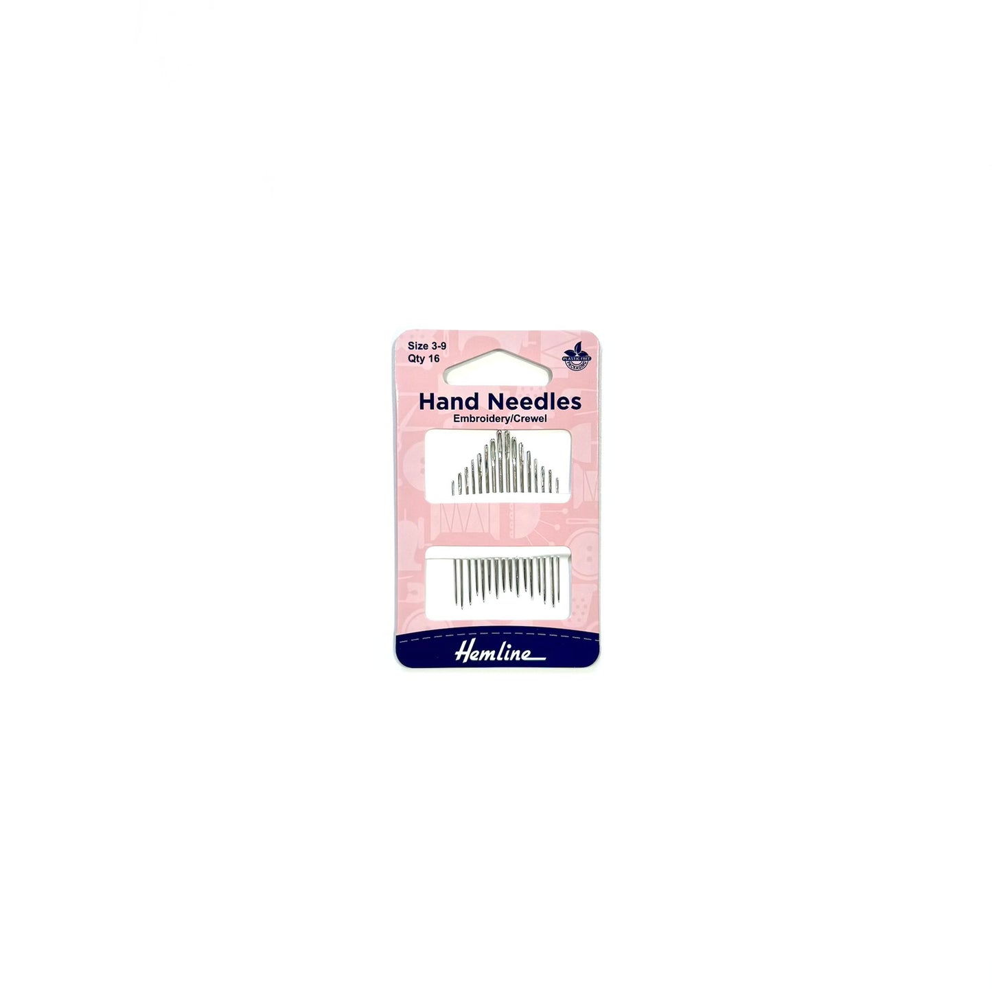 Hemline metal embroidery/crewel needles - Sizes 3-9, Pack of 16