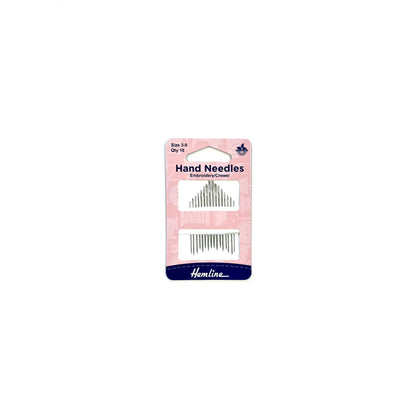 Hemline metal embroidery/crewel needles - Sizes 3-9, Pack of 16