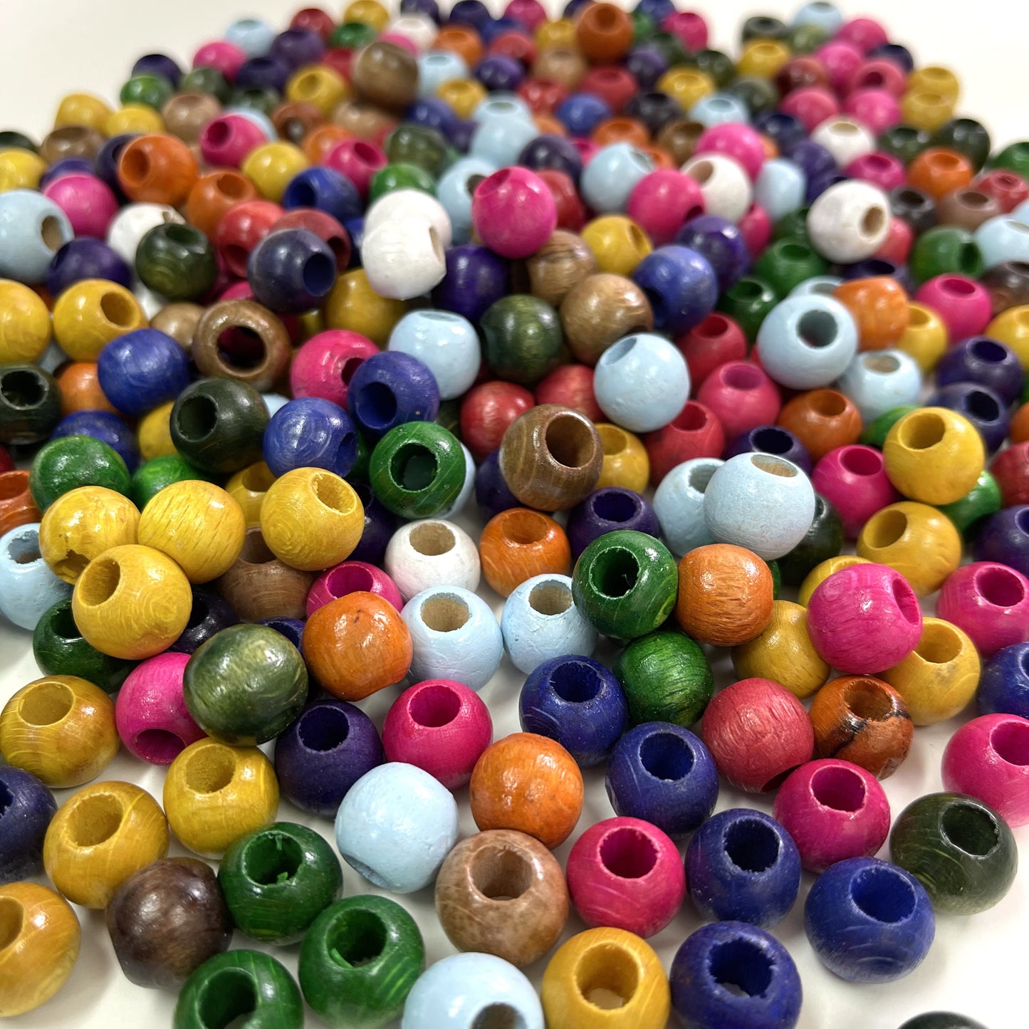 Multi color wooden beads - 12mm, Pack of 30