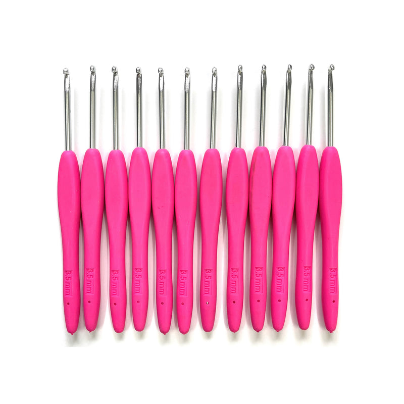 Metal crochet hook with rubber grip - 3.5mm