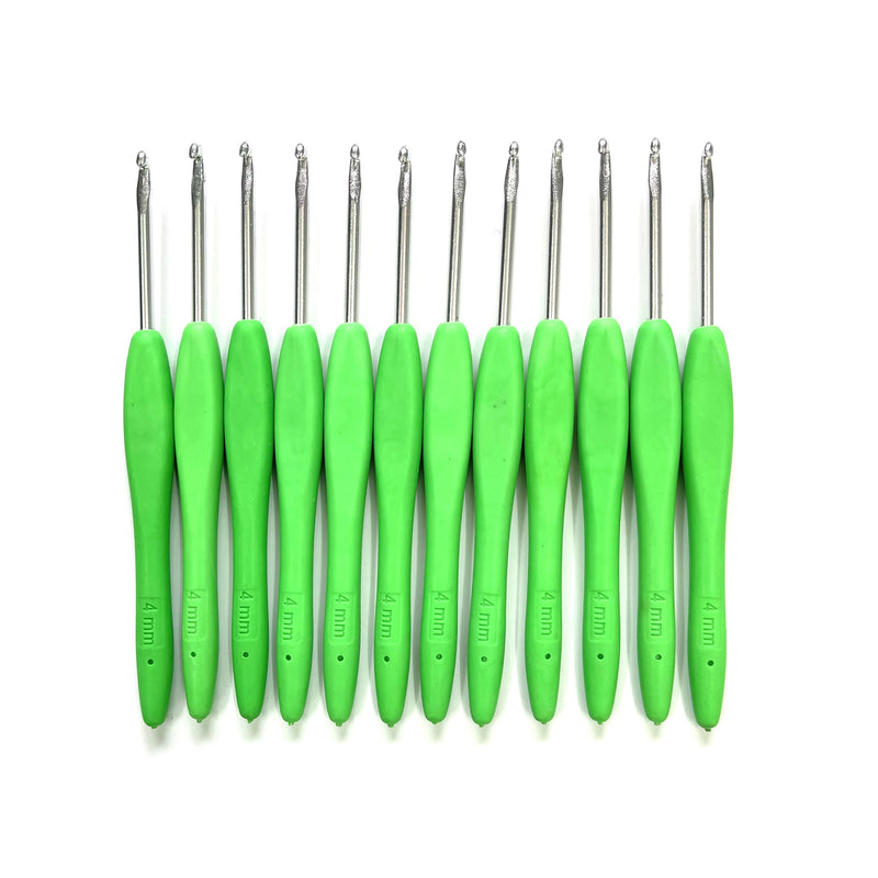 Metal crochet hook with rubber grip - 4mm