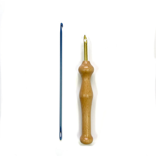 SKC wood handle punch needle with threader