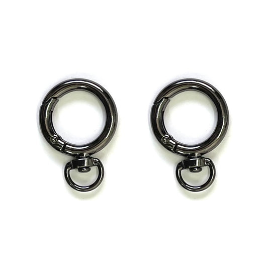 Clasps - Hooked ring - Black, Pack of 2