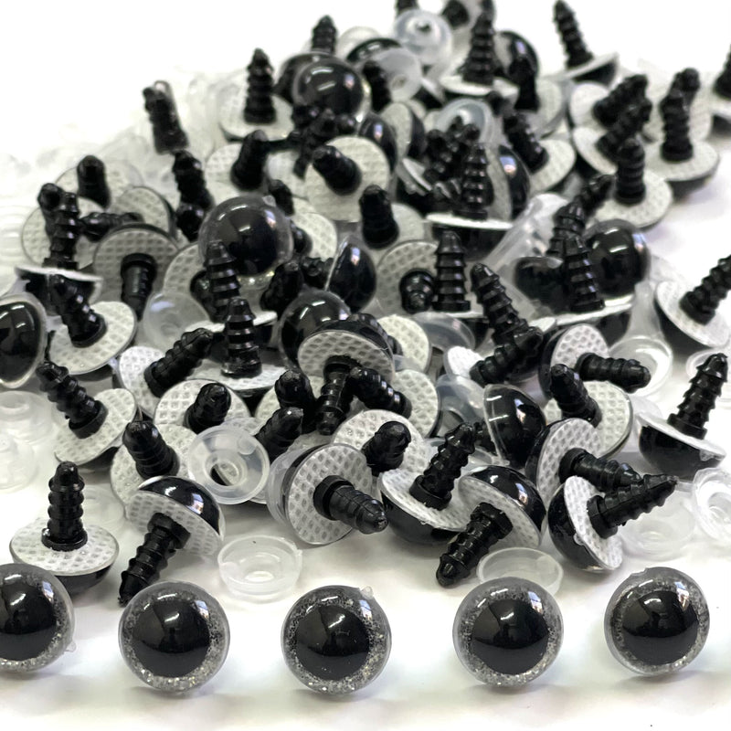 Amigurumi Glitter Eyes - Silver - 12mm, Pack of 20